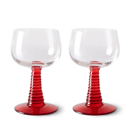 HK LIVING | Swirl Wine Glass High Set Of 2 | Red - LONDØNWORKS