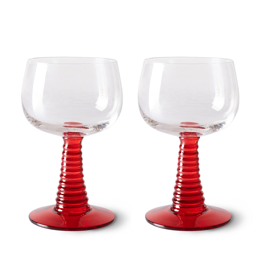 HK LIVING | Swirl Wine Glass High Set Of 2 | Red - LONDØNWORKS