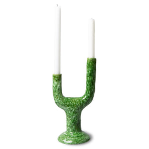 HK LIVING | Ceramic Candle Holder L | Reactive Green - LONDØNWORKS