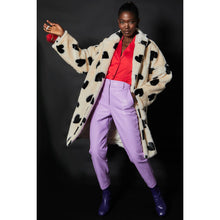 Load image into Gallery viewer, JAYLEY | Statement Faux Fur Coat Lola Black Hearts | Cream - LONDØNWORKS