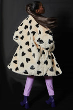 Load image into Gallery viewer, JAYLEY | Statement Faux Fur Coat Lola Black Hearts | Cream - LONDØNWORKS