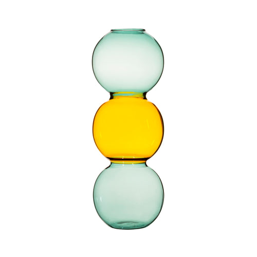 S & B | Triple Bubble Vase Glass | Turquoise & Yellow - LONDØNWORKS