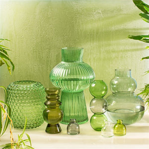 S & B | Triple Bubble Vase Glass | Grey & Olive - LONDØNWORKS