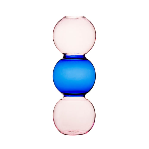 S & B | Triple Bubble Vase Glass | Blue & Pink - LONDØNWORKS