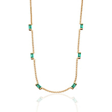 Load image into Gallery viewer, SCREAM PRETTY | Cleopatra Green Baguette Chain Necklace | Gold Plated - LONDØNWORKS