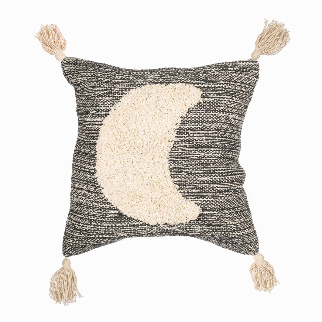 S & B | Crescent Moon Tufted Cushion  | Black - LONDØNWORKS