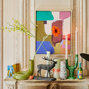 HK LIVING | Ceramic Candle Holder L | Reactive Green - LONDØNWORKS