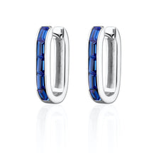Load image into Gallery viewer, SCREAM PRETTY |  Oval Baguette Hoop Earrings with Blue Stones | Sterling Silver - LONDØNWORKS