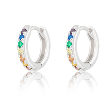 Load image into Gallery viewer, SCREAM PRETTY | Huggie Earrings with Rainbow Stones | Sterling Silver - LONDØNWORKS