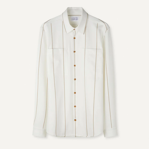 LIBERTINE LIBERTINE | Canyon Long Sleeve Shirt | White/ Khaki Stripe - LONDØNWORKS