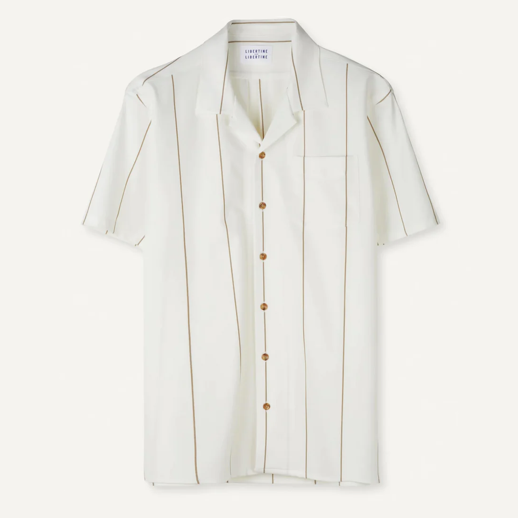 LIBERTINE LIBERTINE | Cave Shirt | White/ Khaki Stripe - LONDØNWORKS