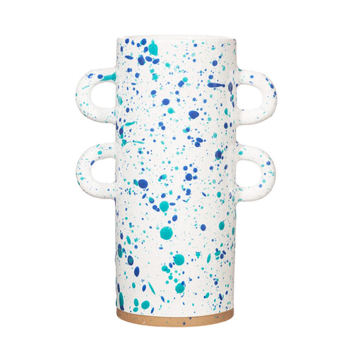 S & B | Splatterware Large Vase | Turquoise and Blue - LONDØNWORKS