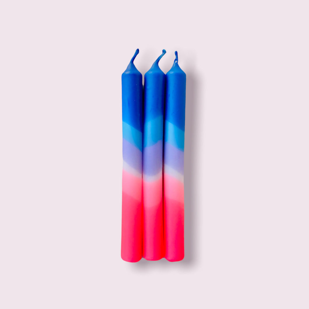 PINK STORIES | Tall Dip Dye Neon Candles | Into The Blue - LONDØNWORKS