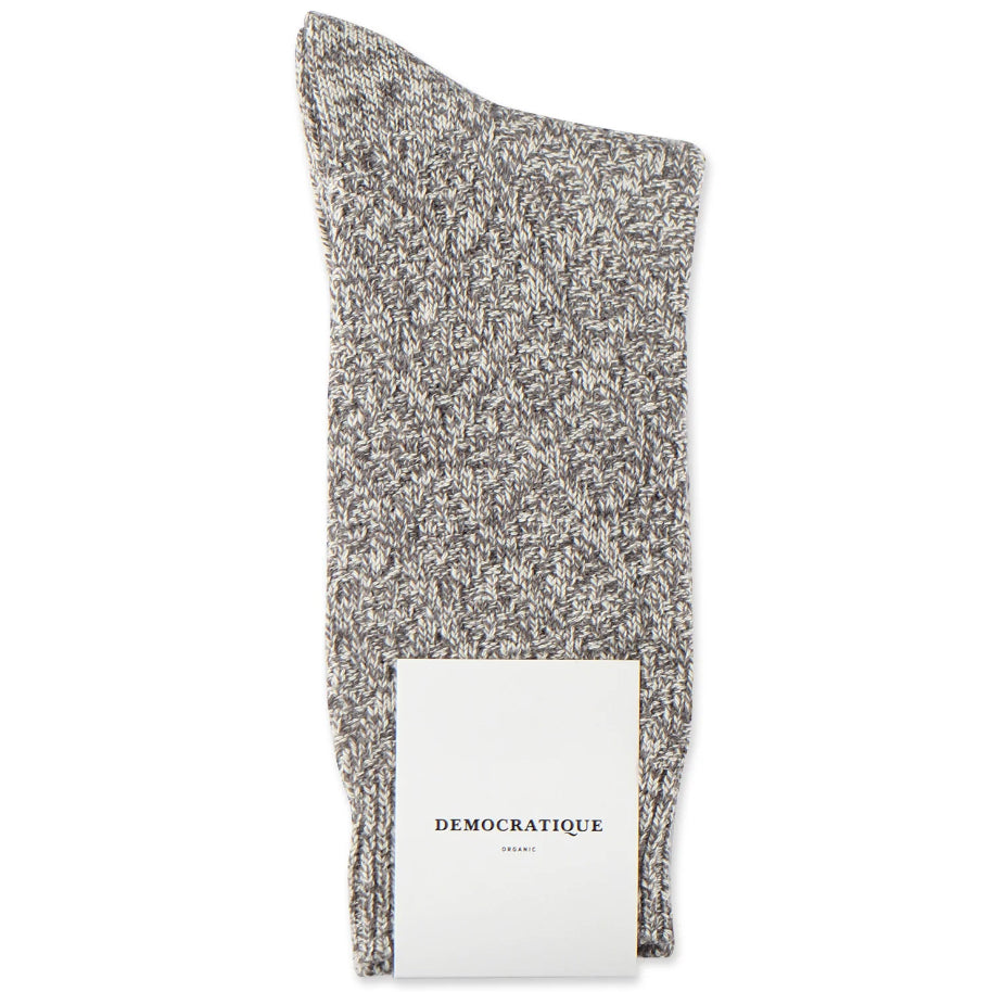 DEMOCRATIQUE SOCKS | Relax Rhombe Knit Organic Cotton | Light Grey Melange - LONDØNWORKS