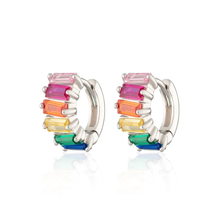 Load image into Gallery viewer, SCREAM PRETTY |  Rainbow Baguette Huggie Earrings - LONDØNWORKS