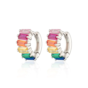SCREAM PRETTY |  Rainbow Baguette Huggie Earrings - LONDØNWORKS