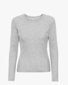 COLORFUL STANDARD | Women Organic Rib Long Sleeve T Shirt | Heather Grey - LONDØNWORKS