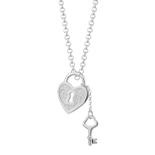 Load image into Gallery viewer, SCREAM PRETTY | Heart Shaped Padlock and Key Necklace | Silver - LONDØNWORKS