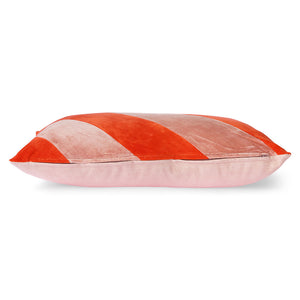 HK LIVING | Striped Velvet Cushion | Red & Pink - LONDØNWORKS