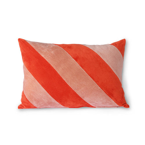 HK LIVING | Striped Velvet Cushion | Red & Pink - LONDØNWORKS