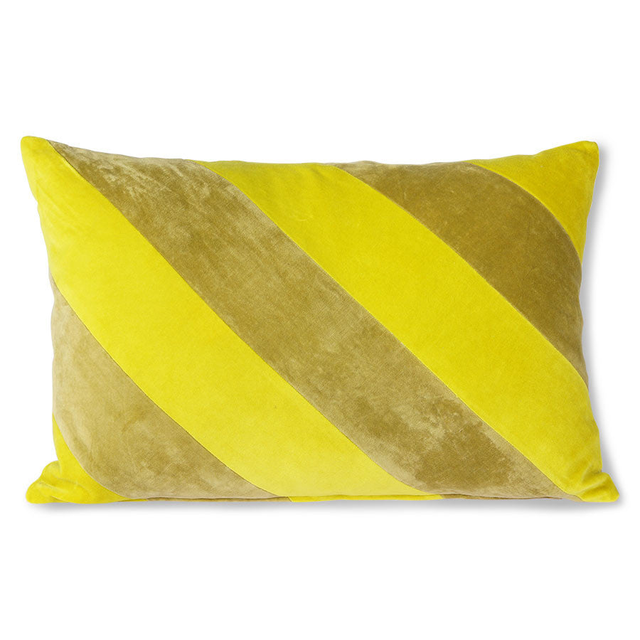 HK LIVING | Striped Velvet Cushion | Yellow & Green - LONDØNWORKS