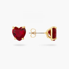 Load image into Gallery viewer, LES NEREIDES | Diamante Heart Earrings | Garnet Red - LONDØNWORKS