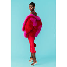 Load image into Gallery viewer, JAYLEY | Bamboo Faux Fur Coat Two Toned Double Cropped Coat | Pink &amp; Red - LONDØNWORKS