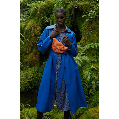 JAYLEY | Eco Leather Trench Coat | Blue - LONDØNWORKS