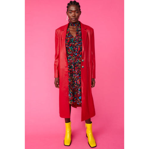 JAYLEY | Faux Leather Trench Coat | Red - LONDØNWORKS