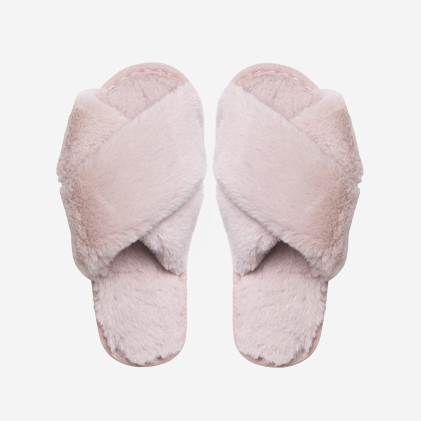 Hot pink fur discount slippers