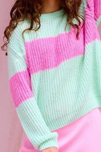 Noella | Mia Knit Sweater | Mint & Pink - LONDØNWORKS
