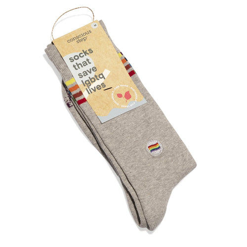 CONSCIOUS STEP | Socks That Save LGBTQ Lives | Rainbow/Grey - LONDØNWORKS