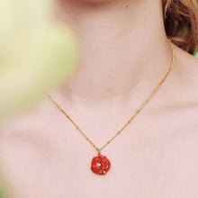 Load image into Gallery viewer, LES NEREIDES | Red Rose Pendant Necklace - LONDØNWORKS