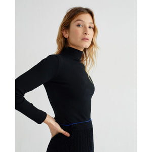 THINKING MU | Aine Rib Long Sleeved Top | Black - LONDØNWORKS